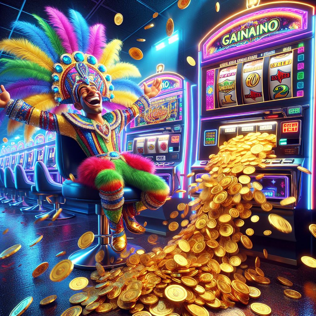Bet959 Casino themed illustration with slot machines and winning players